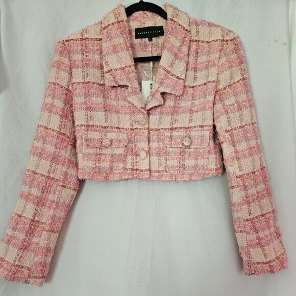 ‘Endless Rose’ Pink Tweed Cropped Blazer NWT Size S - Picture 1 of 10